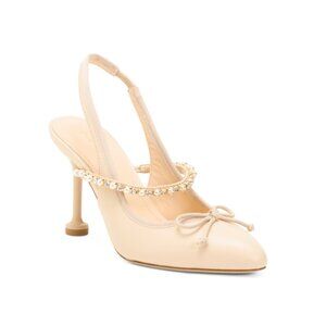 DEE OCLEPPO powder Leather Houston Slingback Embellished Heels